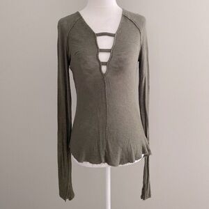 NWOT Free people gauzy khaki green top